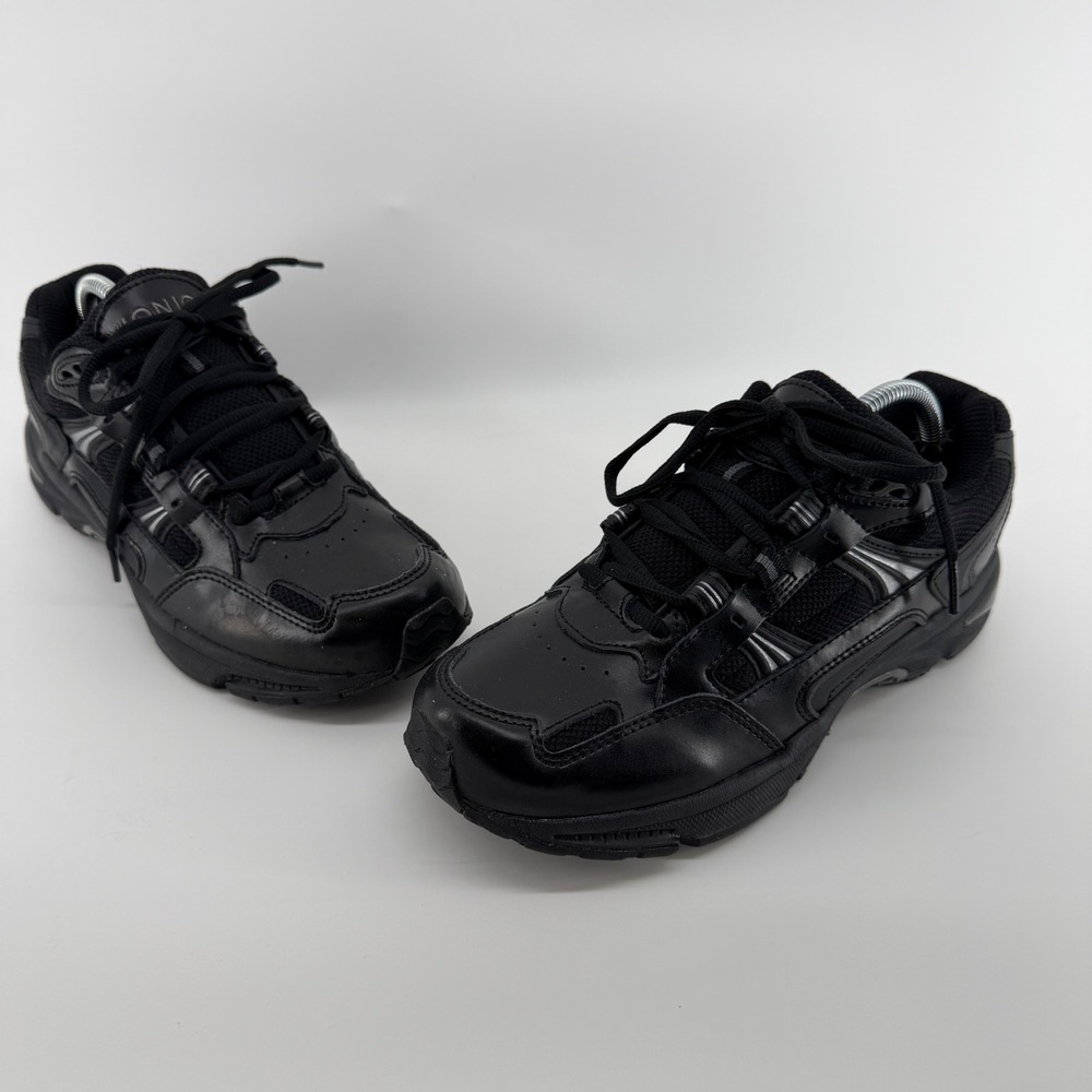 Vionic 23WALK Walker Shoes Black Leather Mesh Orthopedic Sneakers Womens 7.5